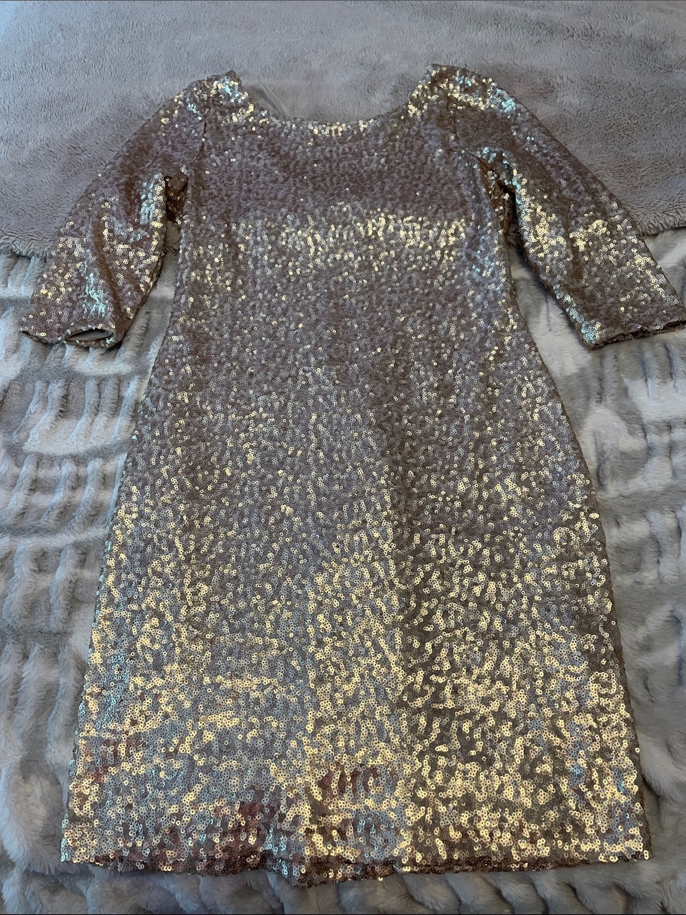 Ruby Rox Sequin Cocktail Dress in Gold Beige